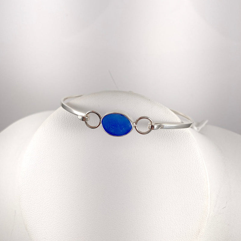 Cobalt Sea Glass & Sterling Silver Drop Earrings