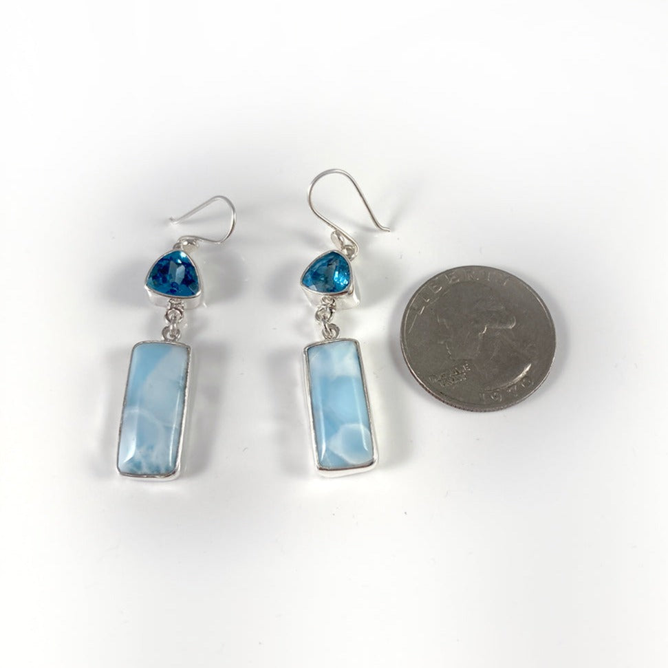 Larimar, Topaz & Sterling Silver Earrings