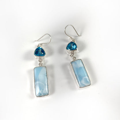 Larimar, Topaz & Sterling Silver Earrings