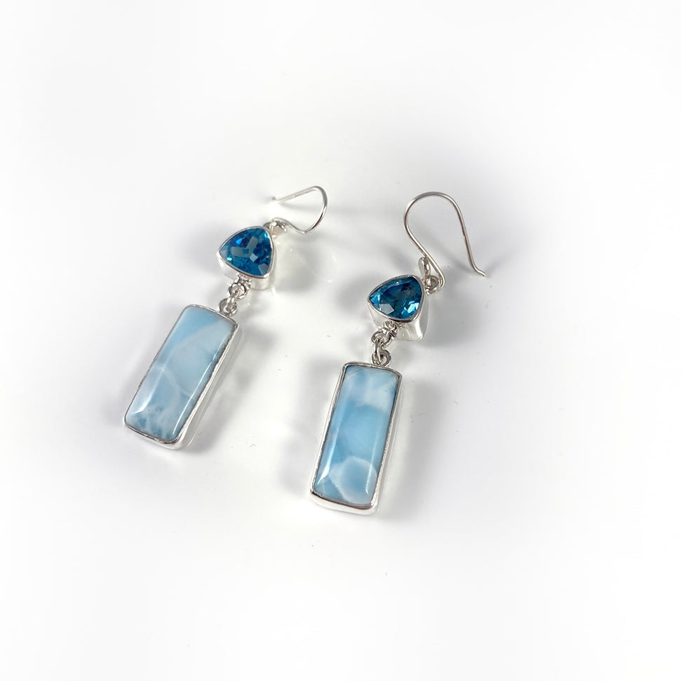 Larimar, Topaz & Sterling Silver Earrings