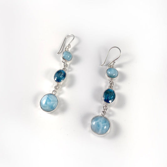 Larimar, Topaz & Sterling Silver Earrings