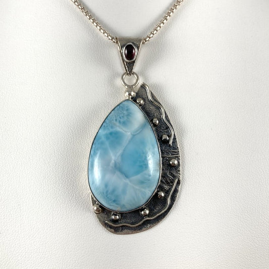 Larimar & Amber Pendant