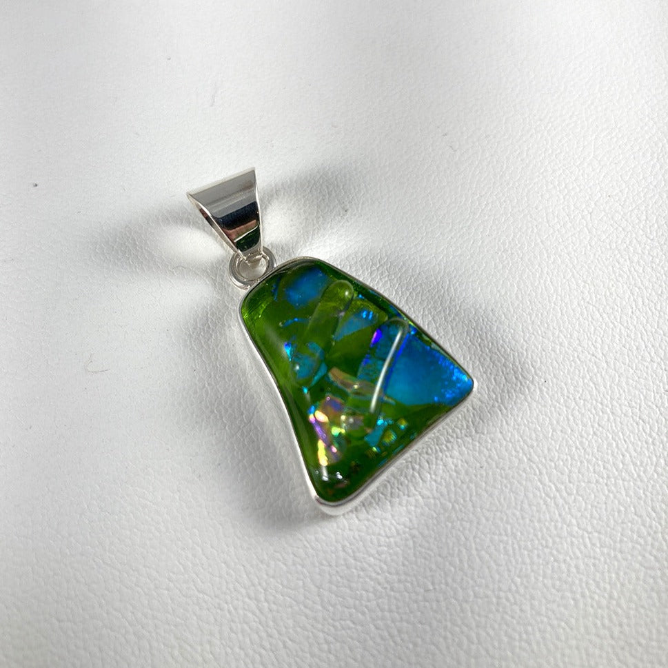 Dichroic Glass & Sterling Silver Pendant