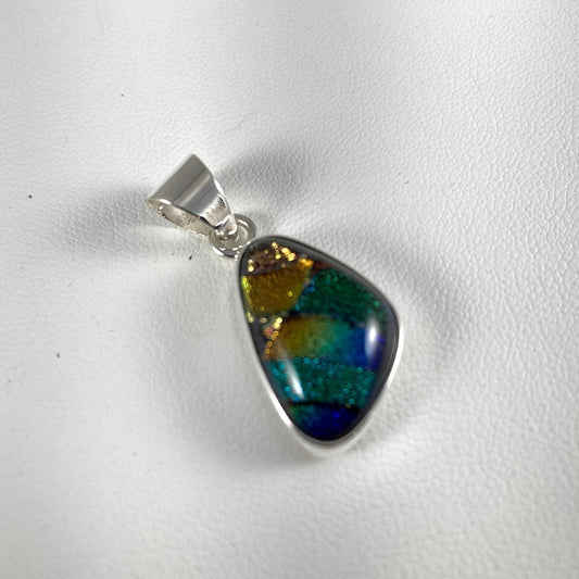 Dichroic Glass & Sterling Silver Pendant