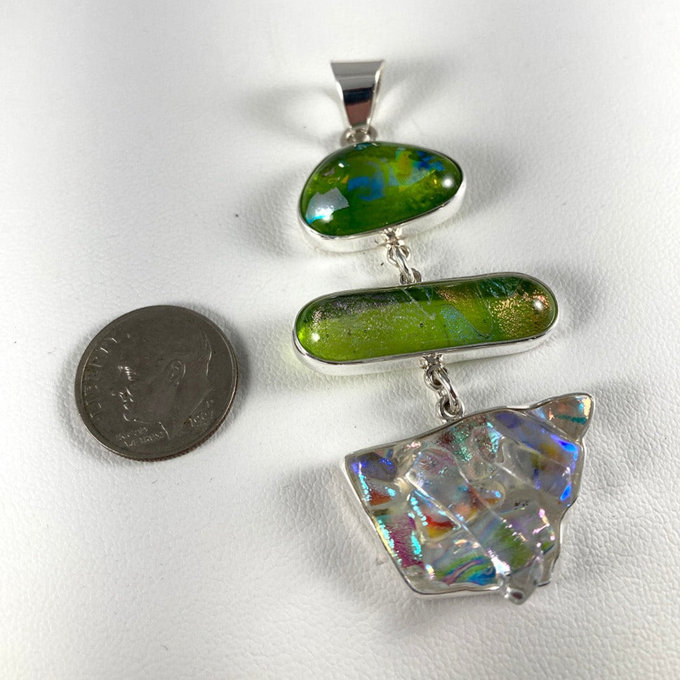 Dichroic Glass & Sterling Silver Pendant