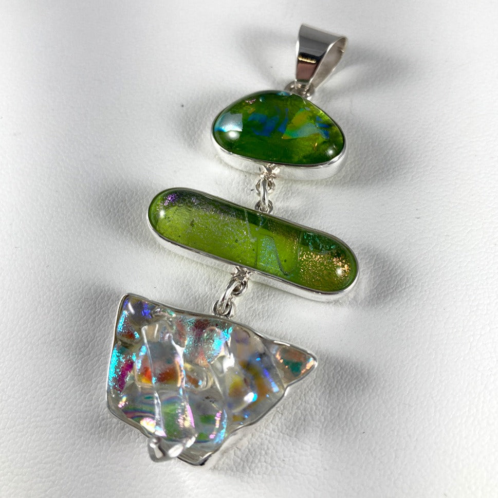 Dichroic Glass & Sterling Silver Pendant