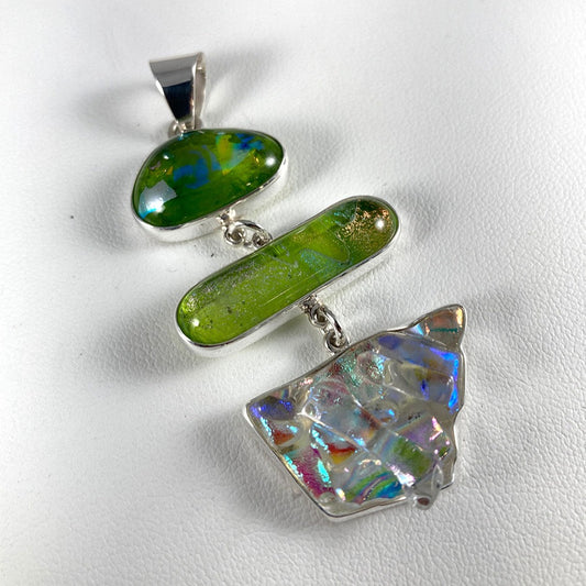 Dichroic Glass & Sterling Silver Pendant