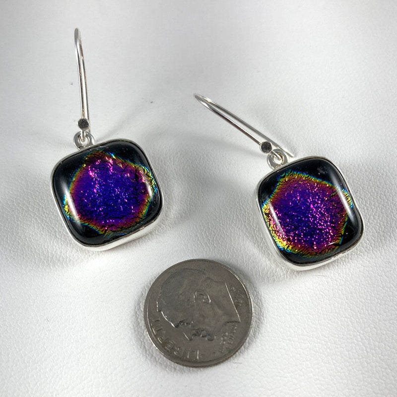 Dichroic Glass & Sterling Silver Earrings