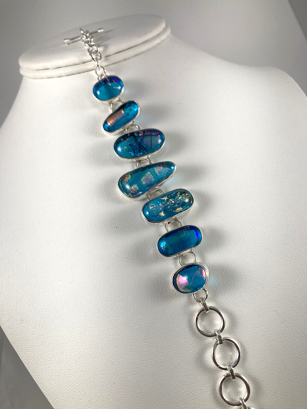 Dichroic Glass & Sterling Silver Bracelet