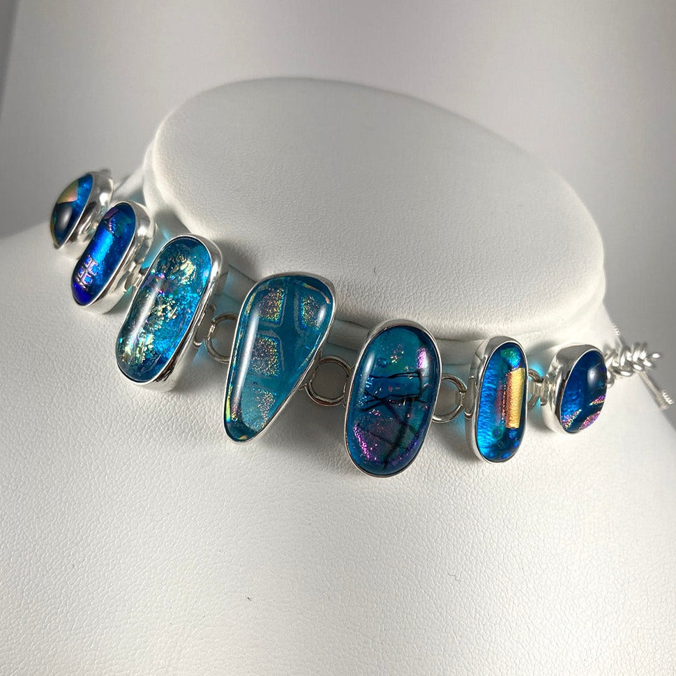 Dichroic Glass & Sterling Silver Bracelet