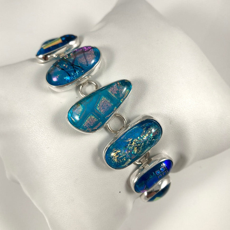 Dichroic Glass & Sterling Silver Bracelet