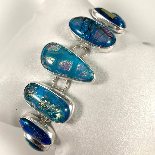 Dichroic Glass & Sterling Silver Bracelet