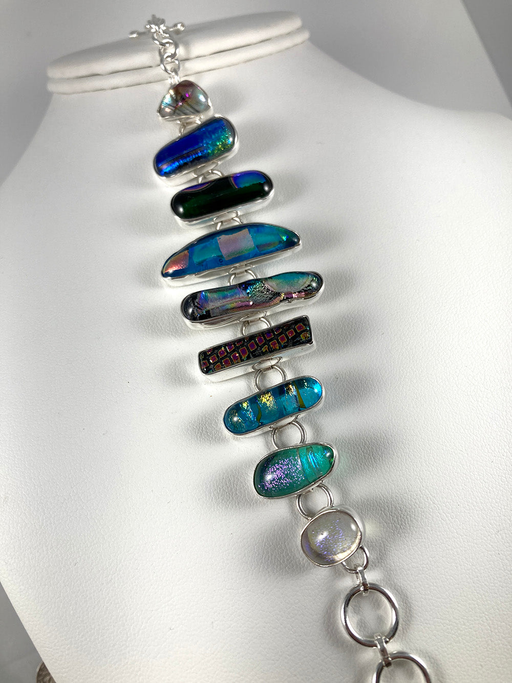 Dichroic Glass & Sterling Silver Bracelet