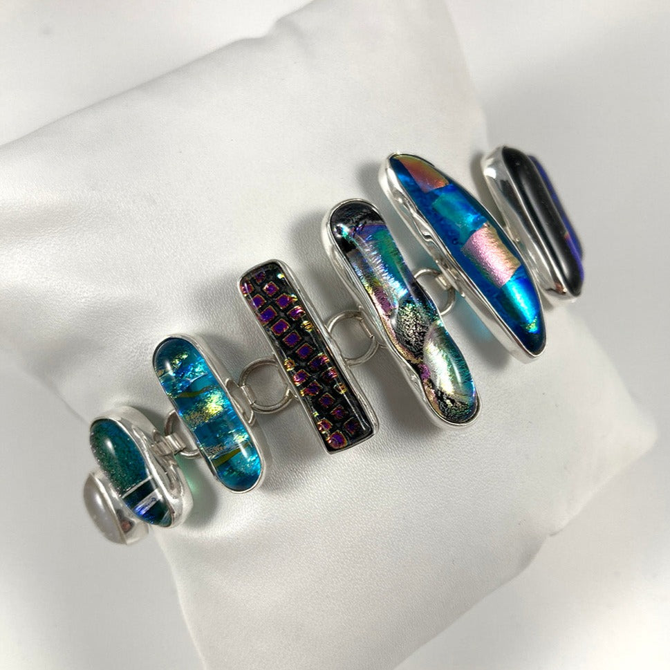 Dichroic Glass & Sterling Silver Bracelet