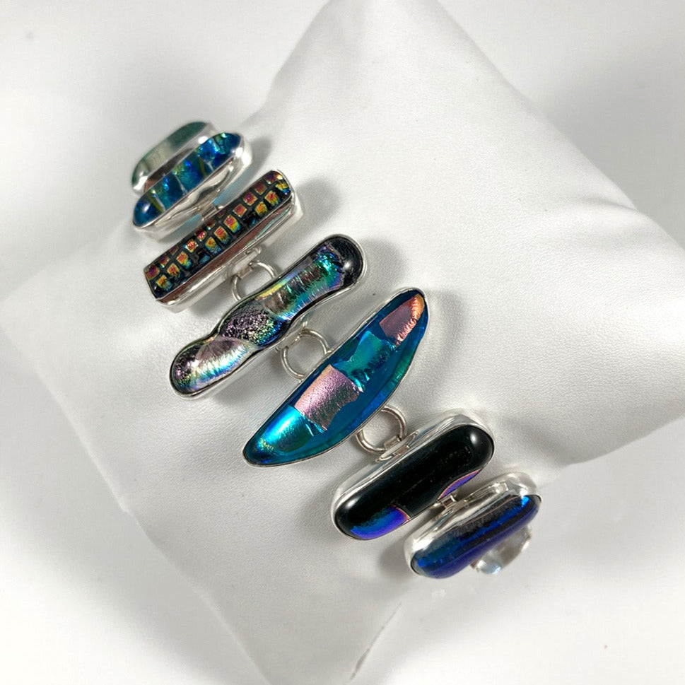 Dichroic Glass & Sterling Silver Bracelet