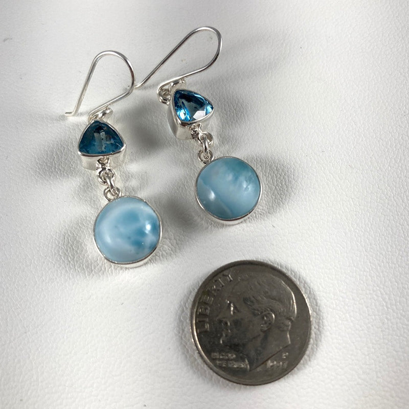 Larimar, Blue Topaz & Sterling Silver Earrings