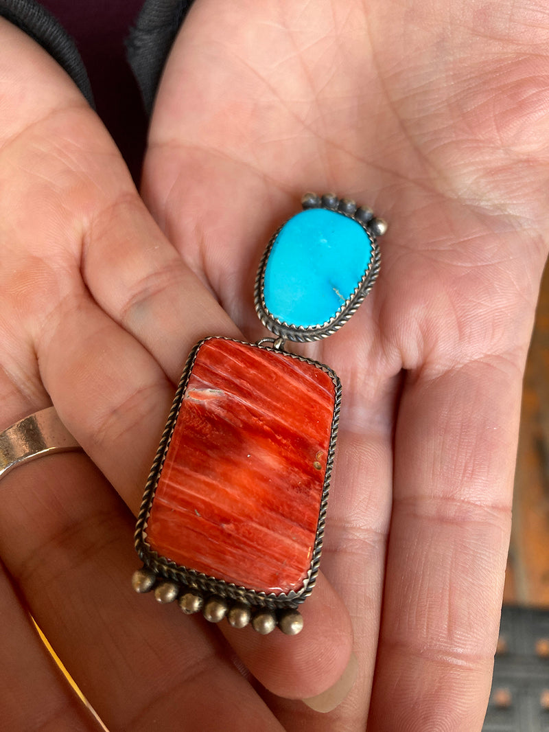 Turquoise, Spiny & Sterling Silver Pendant