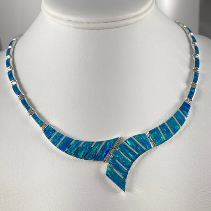 Lab Opal & Sterling Silver Inlaid Necklace