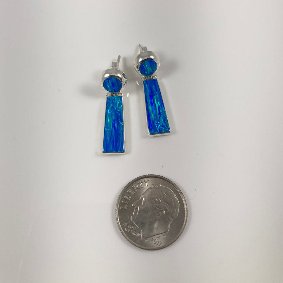 Lab Opal & Sterling Silver Inlaid Earrings