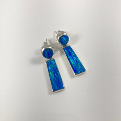 Lab Opal & Sterling Silver Inlaid Earrings