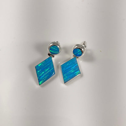 Lab Opal & Sterling Silver Inlaid Earrings