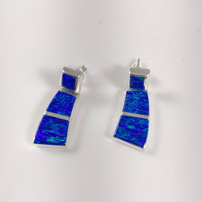 Lab Opal & Sterling Silver Inlaid Earrings