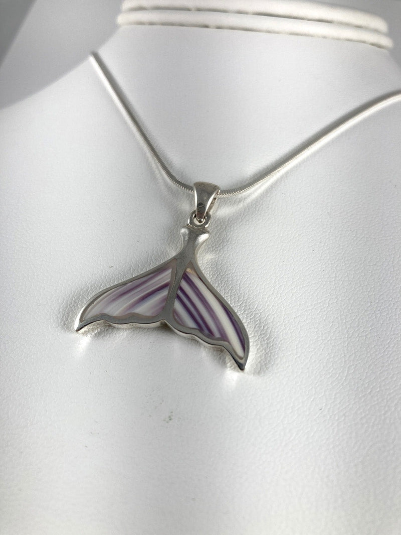 Wampum & Sterling Silver  Whale Tail Pendant
