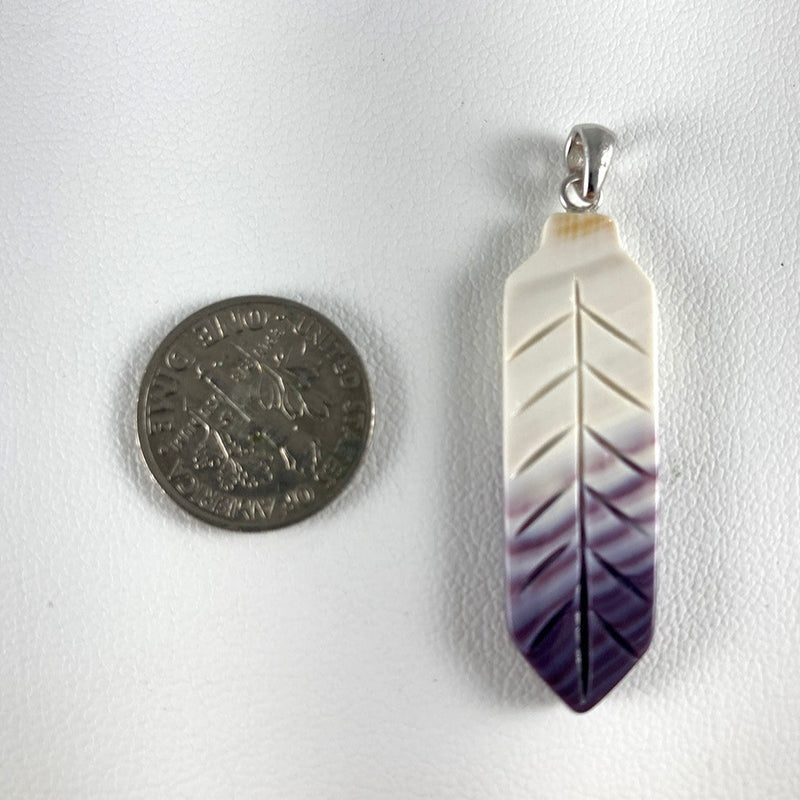 Wampum & Sterling Silver Feather Pendant