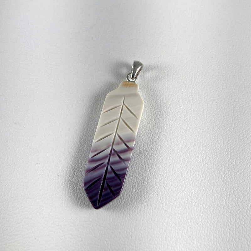 Wampum & Sterling Silver Feather Pendant