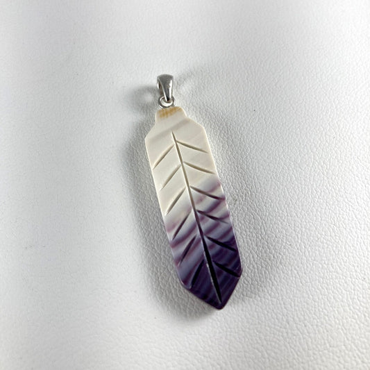 Wampum & Sterling Silver Feather Pendant