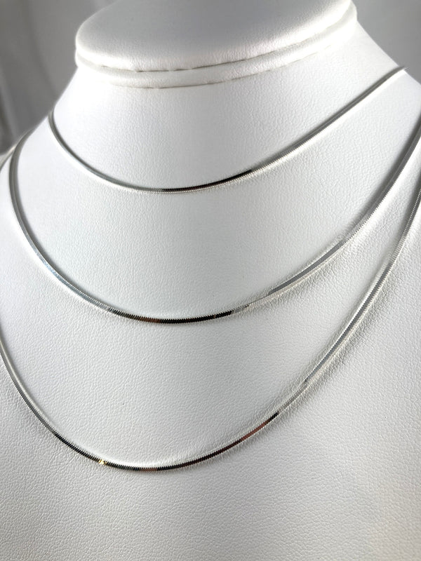 Thick Square Cut Omega Sterling Silver Chains