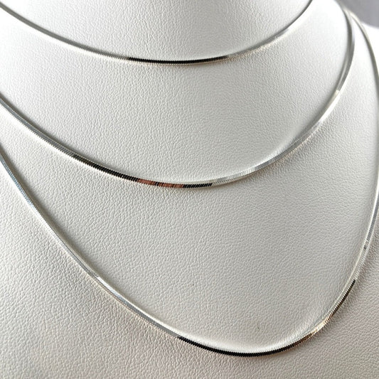 Thick Square Cut Omega Sterling Silver Chains