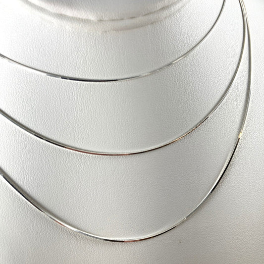 Thin Square Cut Omega Sterling Silver Chains