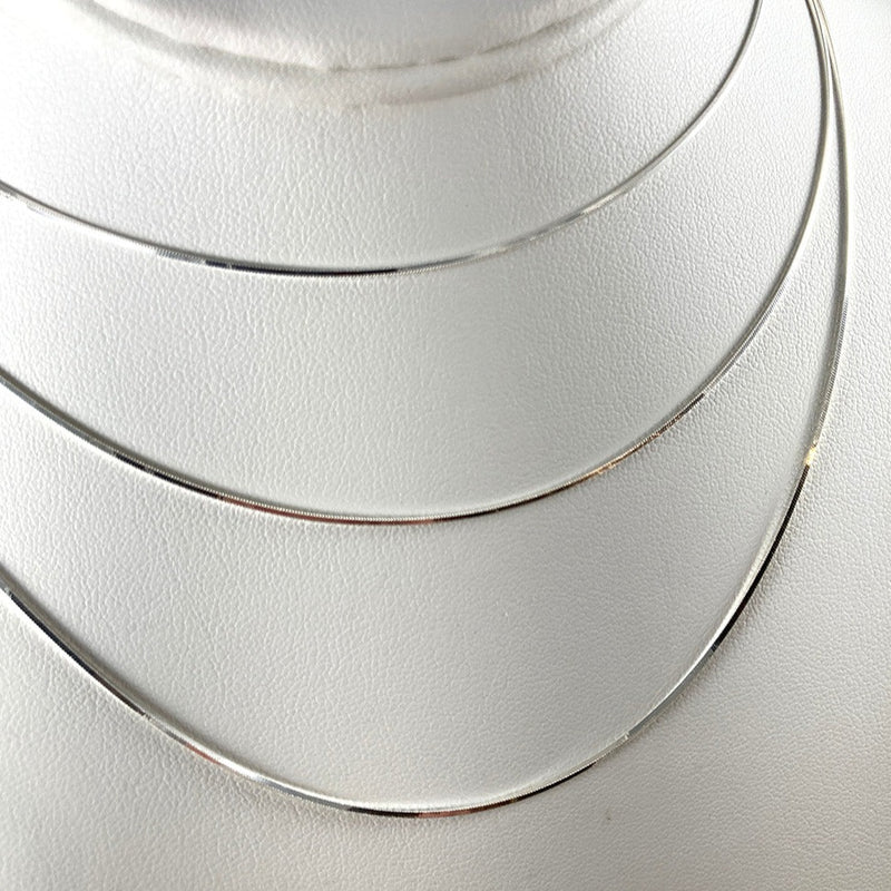 Thin Square Cut Omega Sterling Silver Chains