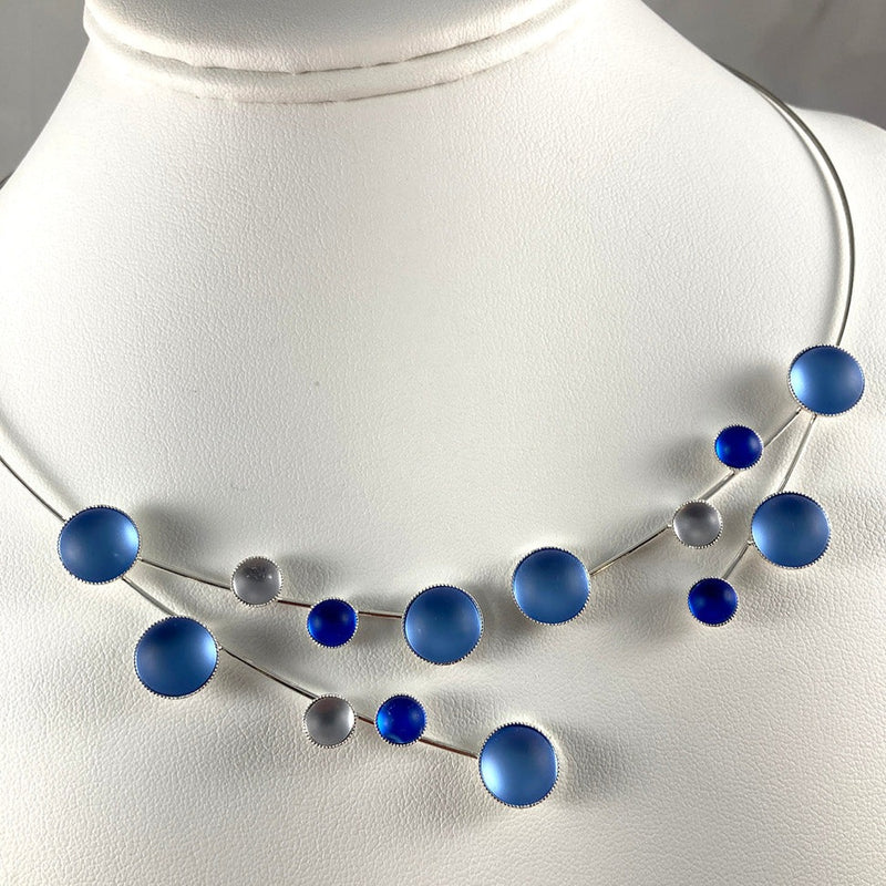Kristina Collection Blue Glass Bead Neck Wire