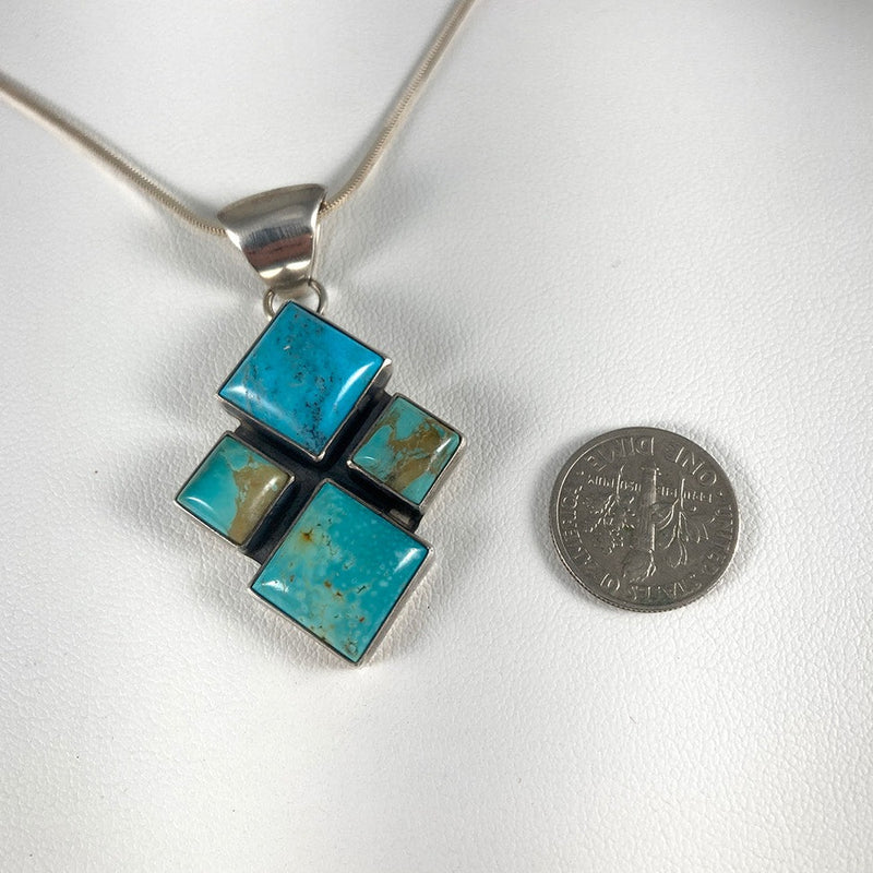 Multistone Turquoise & Sterling Silver Pendant