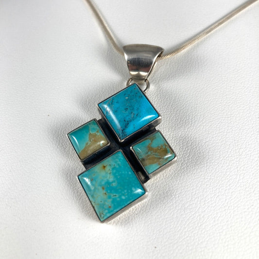 Multistone Turquoise & Sterling Silver Pendant