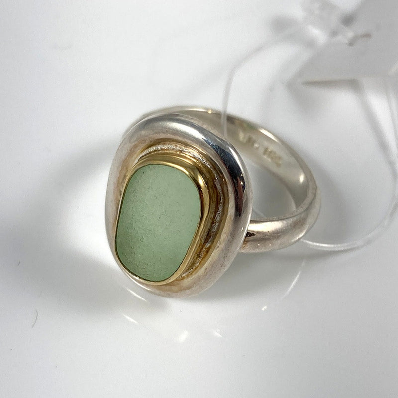 Sea Glass Gold & Sterling Silver Ring