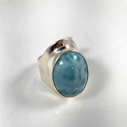 Larimar & Sterling Silver Adjustable Ring