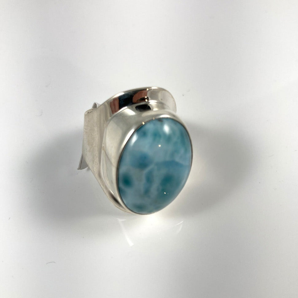 Larimar & Sterling Silver Adjustable Ring