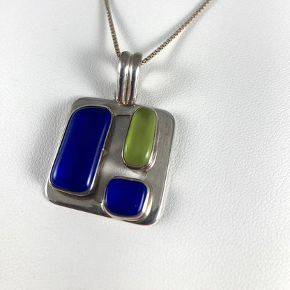 Sea Glass & Sterling Silver Pendant