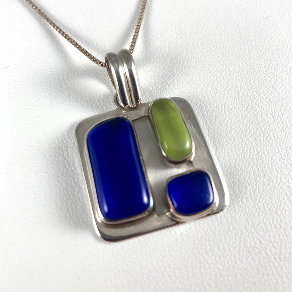 Sea Glass & Sterling Silver Pendant