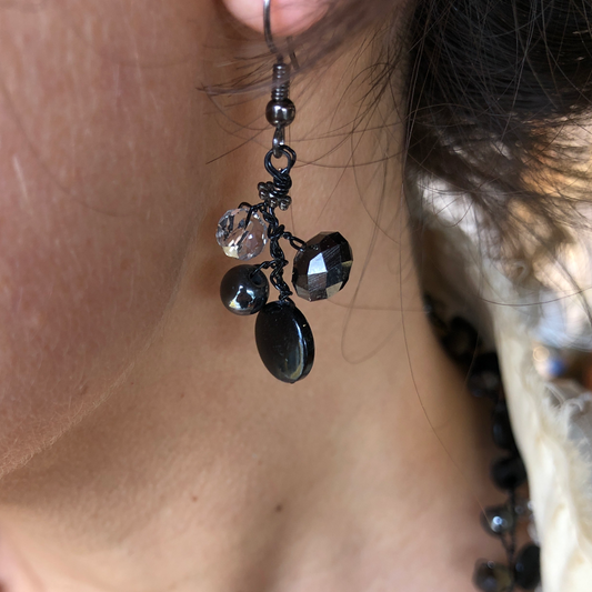 Branch Earrings - Black & Smoke Grey