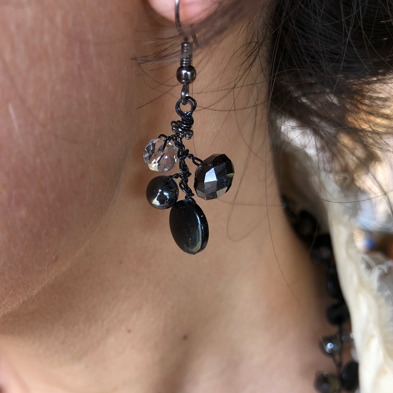 Branch Earrings- Black & Smoke Grey