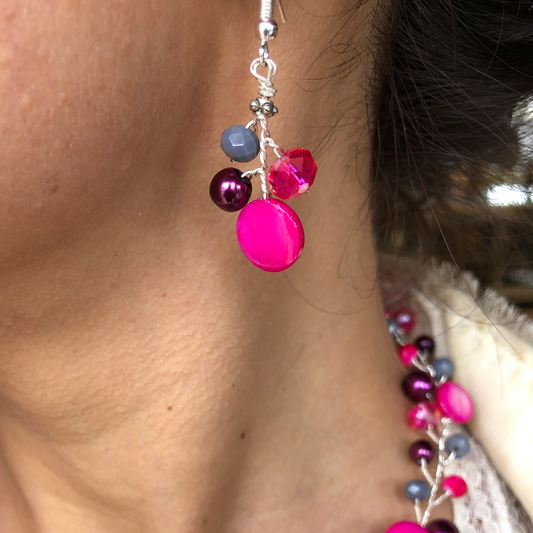 Branch Earrings - Fuchsia & Purple