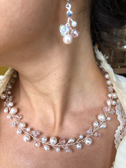 Branch Necklace- Champagne & Pearl