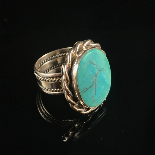 Turquoise & Braided Sterling Silver Ring