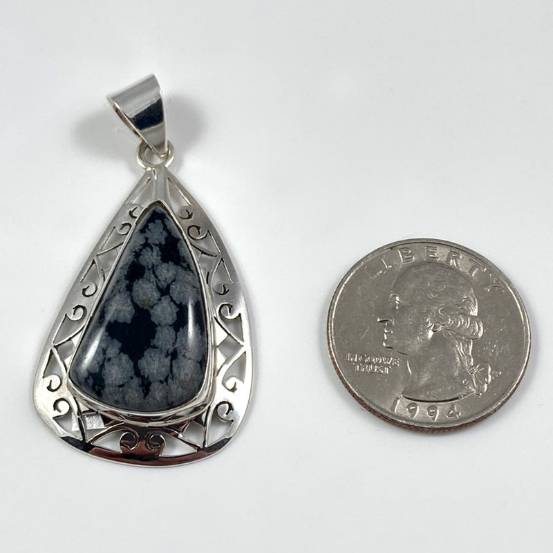 Snow Flake Obsidian Pendant