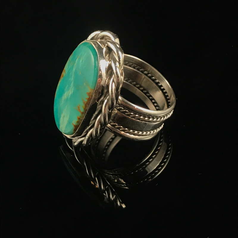 Turquoise & Braided Sterling Silver Ring