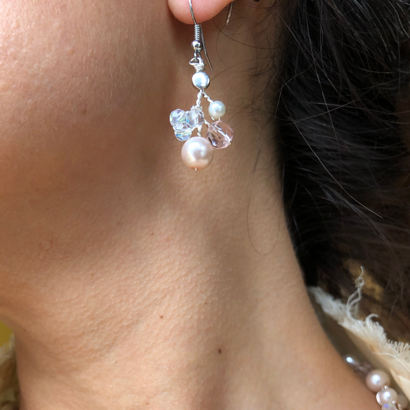 Branch Earrings- Champagne & Pearl